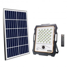 Προβολέας 100W led ηλιακός με πάνελ μπαταρίας DC 5V και κάμερα ψύχρο λευκό φώς 6500Κ smd αλουμινίου χρώματος λευκό στεγανός αδιάβροχος IP65 7300lumens