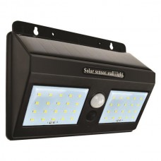 Φωτιστικό led 1,20W τοίχου ηλιακό με φωτοβολταικό πάνελ (panel) ανιχνευτή κίνησης και φωτοκύτταρο μέρας νύχτας 6500Κ ψυχρό φως στεγανό IP65 120lumens