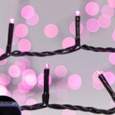 Χριστουγεννιάτικα 240 led λαμπάκια (φωτάκια) ροζ χρώμα σε σειρά με πρόγραμμα και πράσινο καλώδιο 1495cm στεγανά IP44