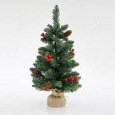 Χριστουγεννιάτικο δέντρο (δεντράκι) με κουκουνάρια χρώματος πράσινο ύψος 60cm υλικό pvc διάμετρος 34cm και 60 ανακλινόμενα κλαδιά