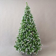 Χριστουγεννιάτικο δέντρο πράσινο χιονισμένο PVC 180cm (1,80 μέτρα) τύπου έλατο Μόσχα με κουκουνάρια διάμετρος 110cm μεταλλική βάση 780 κλαδιά