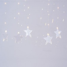 Χριστουγεννιάτικη βροχή (κουρτίνα) 120x80cm με αστέρια 47 led θερμά λαμπάκια (φωτάκια) 7 γραμμές και ασημί χάλκινο καλώδιο στεγανή IP44