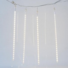 Χριστουγεννιάτικος μετεωρίτης 240 led θερμό φως 5 snowdrop (σωλήνες) 50cm εκατοστών με επέκταση έως 3 και διάφανο καλώδιο 400cm στεγανός IP44