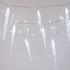 Χριστουγεννιάτικοι 20 led σταλακτίτες ψυχρό φως (10 των 16cm και 10 των 11cm) με επέκταση έως 3 και διάφανο καλώδιο 285cm στεγανός IP44