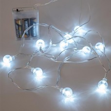 Χριστουγεννιάτικα 10 ψυχρά led λαμπάκια με σχέδιο ακρυλικές μπάλες 2cm μπαταρίας 3xΑΑ μη στεγανά IP20 και διάφανο καλώδιο 185cm 