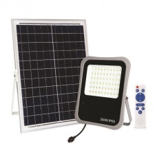 Προβολέας led 300W ηλιακός μπαταρίας DC 5V ενδιάμεσο λευκό φώς 4000Κ SMD αλουμινίου χρώματος γκρι στεγανός αδιάβροχος IP65 16000lumens