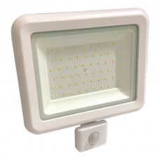Προβολέας led 50W smd ενδιάμεσο λευκό 4000Κ με περιστρεφόμενο ανιχνευτή φωτοκύτταρο κίνησης αλουμινίου λευκός στεγανός IP44 5250lumens
