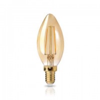 Λάμπα led κερί (κεράκι) 6W ντιμαριζόμενη (dimmable) 2200K έντονο θερμό φως filament edison μελί (χρυσό) γυαλί Ε14 C35 ευρείας δέσμης 360° 520lumen 230V