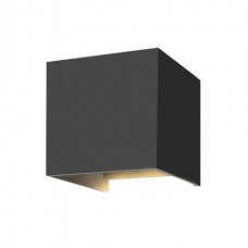 Φωτιστικό απλίκα τοίχου led up down 10W (2x5W) τετράγωνο αλουμινίου επίτοιχο μαύρο (ανθρακί) θερμό φώς 3000Κ στεγανό IP65 10cmx10cmx10cm 600lumen