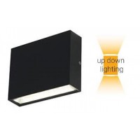 Φωτιστικό led μαύρο θερμό φως 3000Κ slim απλίκα τοίχου up down 6W (2x3W) ορθογώνιο αλουμινίου επίτοιχο στεγανό IP65 11,5x3,2x9,1cm 380lumen
