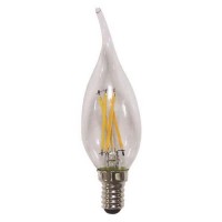Λάμπα led κερί (κεράκι) με μύτη 4,5W ντιμαριζόμενη (dimmable) 2700K έντονο θερμό λευκό φως διάφανο γυαλί Ε14 C37 filament edison crossed 360° 480lumen 220V
