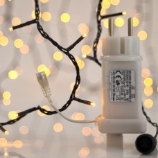 Χριστουγεννιάτικα 400 led λαμπάκια φωτάκια θερμό λευκό με κοντρόλ ντιμαριζόμενα και μικρόφωνο επέκταση έως 3 πράσινο καλώδιο 2305cm στεγανά IP44