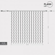 Χριστουγεννιάτικο δίχτυ συμμετρικό 240 flash led λαμπάκια θερμό λευκό με 24 ψυχρά led 200cm x 150cm επέκταση και πράσινο καλώδιο στεγανό IP44