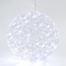 Χριστουγεννιάτικη ακρυλική μπάλα Φ40cm φωτιζόμενη με 100 led ψυχρό λευκό φως κρεμαστή στεγανή αδιάβροχη IP44