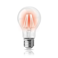 Λάμπα led filament edison 8W κόκκινο φως κοινή (αχλάδι) A60 διάφανο γυαλί Ε27 ευρείας δέσμης 360° 230V