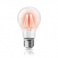 Λάμπα led filament edison 8W κόκκινο φως κοινή (αχλάδι) A60 διάφανο γυαλί Ε27 ευρείας δέσμης 360° 230V