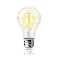Λάμπα led filament edison 8W κίτρινο φως κοινή (αχλάδι) A60 διάφανο γυαλί Ε27 ευρείας δέσμης 360° 230V