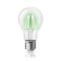 Λάμπα led filament edison 8W πράσινο φως κοινή (αχλάδι) A60 διάφανο γυαλί Ε27 ευρείας δέσμης 360° 230V