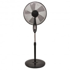 Ανεμιστήρας ορθοστάτης δαπέδου 60W Φ40cm με κοντρόλ (τηλεχειριστήριο) ύψος έως 125cm με χρονοδιακόπτη 5 φτερωτές και 3 ταχύτητες χρώματος μαύρο