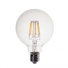 ΛΑΜΠΑ LED 4W (4WATT) ΔΙΑΚΟΣΜΗΤΙΚΗ FILAMENT EDISON 440lumens ΓΛΟΜΠΟΣ (GLOBE) Φ95 (G95) ΔΙΑΦΑΝΗ Ε27 2700Κ ΘΕΡΜΟ ΛΕΥΚΟ ΦΩΣ