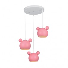 Φωτιστικό παιδικό oροφής κρεμαστό τρίφωτο 3 x E14 σε σχήμα το κεφάλι Minnie mouse 30 x 1.10cm χρώματος ροζ