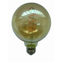Λάμπα led filament edison με σπιραλ (spiral) σχέδιο E27 γλόμπος (globe) G95 6W ντιμαριζόμενη (dimmable) χρυσό (μελί) γυαλί 2400K θερμό λευκό φως ευρείας δέσμης 360° 540lumen 230V