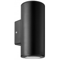 Φωτιστικό απλίκα τοίχου πλαστική GU10 διπλής δέσμης πάνω κάτω (up down) στρογγυλή χρώματος μαύρο 18,6cm στεγανή IP65 εξωτερικού χώρου