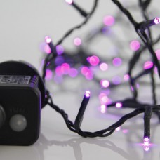240 led Χριστουγεννιάτικα λαμπάκια (φωτάκια) μώβ χρώμα σε σειρά με πρόγραμμα και πράσινο καλώδιο 1495cm στεγανά IP44