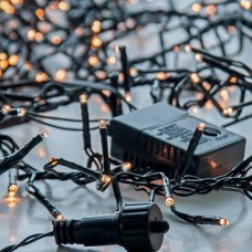 Χριστουγεννιάτικα 1152 led λαμπάκια (φωτάκια) θερμό χρώμα σε cluster (πάνω κάτω) με πρόγραμμα και πράσινο καλώδιο 1300cm στεγανά IP44