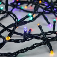Χριστουγεννιάτικα 100 led λαμπάκια (φωτάκια) πολύχρωμα (χρωματιστά) σε σειρά με επέκταση και πράσινο καλώδιο 670cm μη στεγανά IP20