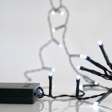 20 Χριστουγεννιάτικα ψυχρά led λαμπάκια (φωτάκια) μπαταρίας 3ΑΑ μη στεγανά IP20 και πράσινο καλώδιο 145cm 