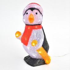 Χριστουγεννιάτικος διακοσμητικός πιγκουίνος φωτιζόμενος 50cm ακρυλικός 3D με 40 ψυχρά λευκά led στεγανός αδιάβροχος IP44