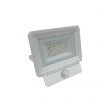 Προβολέας led 30W smd ενδιάμεσο λευκό 4000Κ με ανιχνευτή φωτοκύτταρο κίνησης slim τύπου tablet αλουμινίου λευκός στεγανός αδιάβροχος IP65 2850lumens