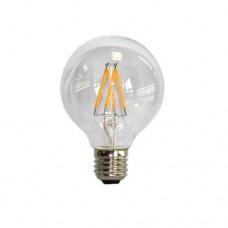 Λάμπα led filament 4W γλόμπος (globe) edison ψυχρό λευκό φως 6000Κ Φ95 (G95) διάφανο γυαλί Ε27 ευρείας δέσμης 360° 500 lumen 230V