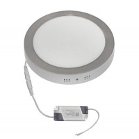 ΦΩΤΙΣΤΙΚΟ LED PANEL 18W (18 WATT) ΣΤΡΟΓΓΥΛΟ ΕΠΙΤΟΙΧΟ 1300 lumens ΑΣΗΜΙ ΣΤΕΦΑΝΙ Φ22cm ΕΝΔΙΑΜΕΣΟ ΛΕΥΚΟ ΦΩΣ 4000Κ