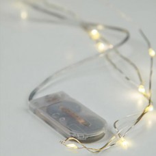 Χριστουγεννιάτικα 20 led μίνι slim θερμό λευκό φως λαμπάκια (φωτάκια) σε σειρά μπαταρίας 3 x AA μη στεγανά IP20 και χάλκινο ασημί καλώδιο 200cm 
