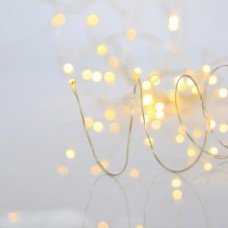 50 Χριστουγεννιάτικα μίνι slim θερμά led λαμπάκια (φωτάκια) σε σειρά μπαταρίας 3 x AA μη στεγανά IP20 και χάλκινο ασημί καλώδιο 500cm 