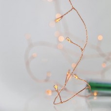 50 Χριστουγεννιάτικα μίνι slim θερμά led λαμπάκια (φωτάκια) πάνω κάτω σε cluster μπαταρίας 3 x AA μη στεγανά IP20 και χάλκινο μπρονζέ καλώδιο 280cm 