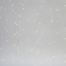 Χριστουγεννιάτικη κουρτίνα (βροχή) συμμετρική με 400 mini led 200cm x 200cm θερμό λευκό 20 γραμμών και ασημί χαλκό καλωδίου στεγανή IP44 