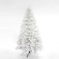 Χριστουγεννιάτικο δέντρο λευκό με ύψος 210cm (2,10 μέτρα) τύπου έλατο Αλάσκα pvc διάμετρος 105cm μεταλλική βάση και 1200 κλαδιά
