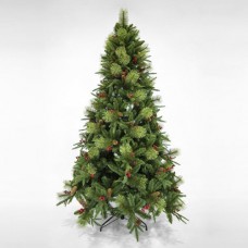 Χριστουγεννιάτικο δέντρο 210cm (2,10 μέτρα) πολυτελείας πλαστικό με pvc berry και κουκουνάρια διάμετρος 120cm μεταλλική βάση 1126 κλαδιά