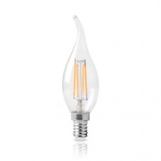 Λάμπα led filament edison 6W κερί (κεράκι) με μύτη 2800K θερμό λευκό φως Ε14 διάφανο γυαλί ευρείας δέσμης 360° 520lumen 230V