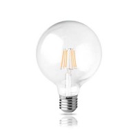 Λάμπα led 11W (11 watt) γλόμπος (globe) 2800K θερμό λευκό φως Φ95 (G95) διάφανο γυαλί Ε27 Filament Edison ευρείας δέσμης 360° 1100lumen 230V