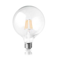 Λάμπα led 12W (12 watt) γλόμπος (globe) 2800K θερμό λευκό φως Φ125 (G125) διάφανο γυαλί Ε27 Filament Edison ευρείας δέσμης 360° 1200lumen 230V
