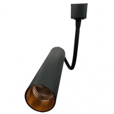 Φωτιστικό led σπότ (spot) ράγας με σπιράλ λαιμό 2 γραμμών 10W (watt) μαύρο αλουμινίου ενδιάμεσο λευκό φως 4000Κ Φ4cm στενής δέσμης 18° 840lumen 265V