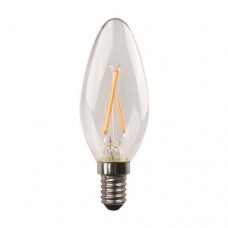 Λάμπα led κερί (κεράκι) 2,5W 3000K θερμό λευκό φως διάφανο γυαλί Ε14 C37 filament edison crossed ευρείας δέσμης 360° 250lumen 220V