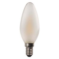 Λάμπα led κερί (κεράκι) 4,5W 4000K ενδιάμεσο λευκό φως ματ (γαλακτούχο) γυαλί Ε14 C37 filament edison crossed ευρείας δέσμης 360° 480lumen 220V