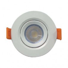 Φωτιστικό led panel 3W (3 WATT) σπότ (spot) ψυχρό λευκό φως 6500Κ χωνευτό στρογγυλό λευκό στεφάνι Φ7,5cm (εγκοπής 5,5cm) πλαστικό 255lumens 60°