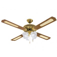 ΑΝΕΜΙΣΤΗΡΑΣ ΟΡΟΦΗΣ Φ120cm ΥΨΟΣ 50cm 60W ΜΕ 3 ΤΑΧΥΤΗΤΕΣ ΚΑΙ ΤΕΣΣΕΡΑ ΦΩΤΑ Ε27 ΧΡΩΜΑΤΟΣ ΚΑΦΕ - ΧΡΥΣΟ