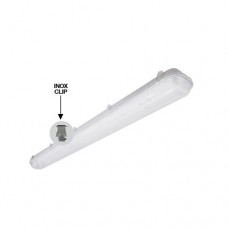 ΦΩΤΙΣΤΙΚΟ ΦΘΟΡΙΟΥ ΓΙΑ ΔΥΟ ΛΑΜΠΕΣ LED Τ8 2 x 60cm ΔΙΠΛΟ TUBE ΚΕΝΟ ΒΙΟΜΗΧΑΝΙΚΟ ΜΕ ΚΑΠΑΚΙ ΣΤΕΓΑΝΟ IP65 ME ΙΝΟΧ CLIPS 